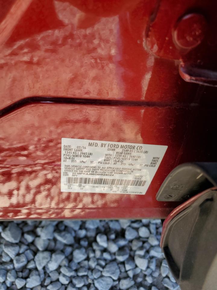 2016 Ford Edge VIN 2FMPK4J86GBB24024 Copart auction photo, front end damage thumbnail 14