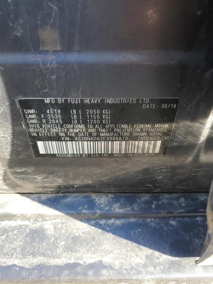 2015 Subaru Legacy VIN 4S3BNAD62F3005870 Copart auction photo, all over damage thumbnail 12