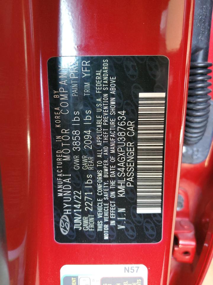 2023 Hyundai Elantra VIN KMHLS4AGXPU387634 Copart auction photo, front end / frame damage damage thumbnail 13