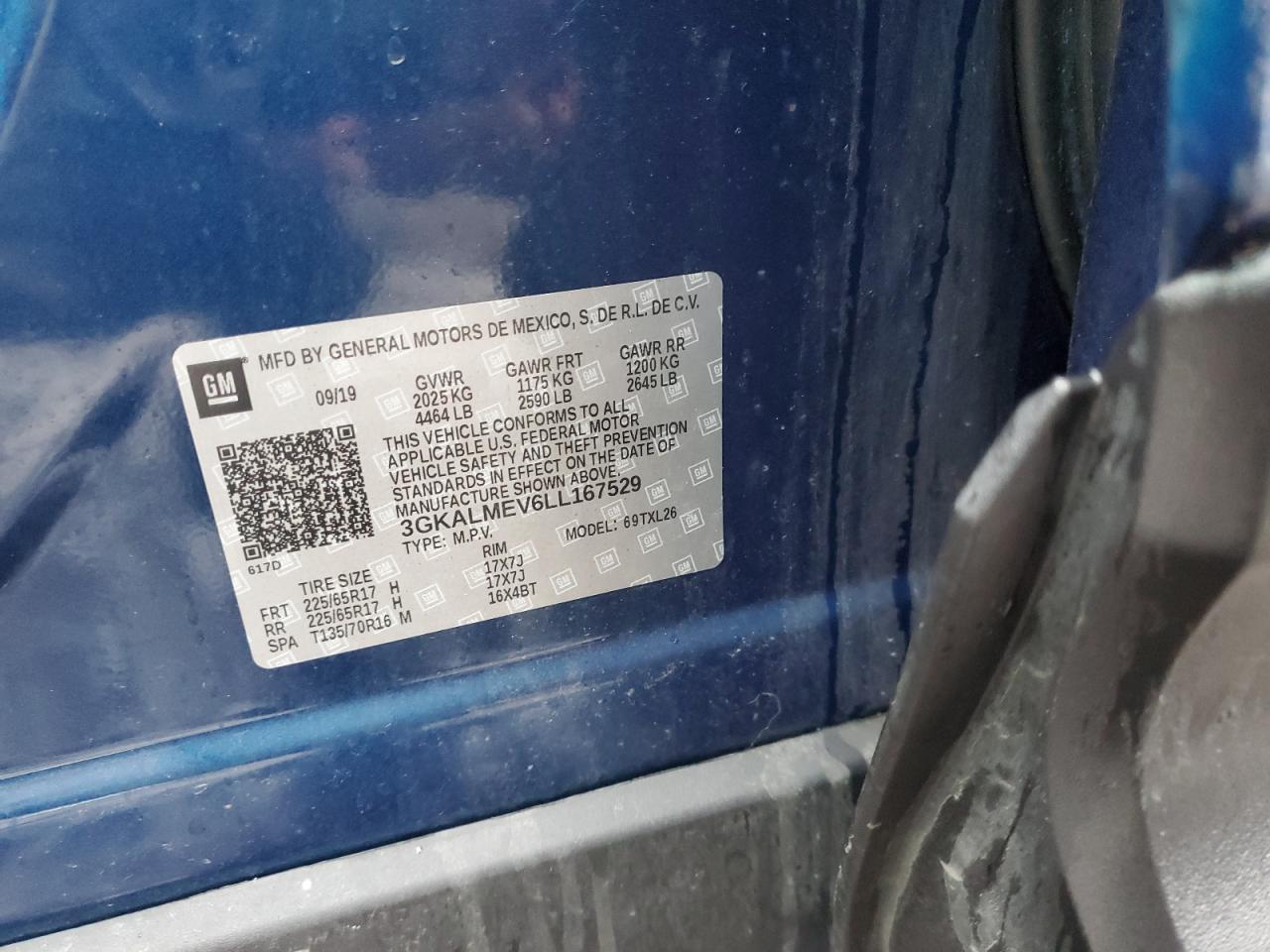 2020 GMC Terrain VIN 3GKALMEV6LL167529 Copart auction photo, front end / side damage thumbnail 13
