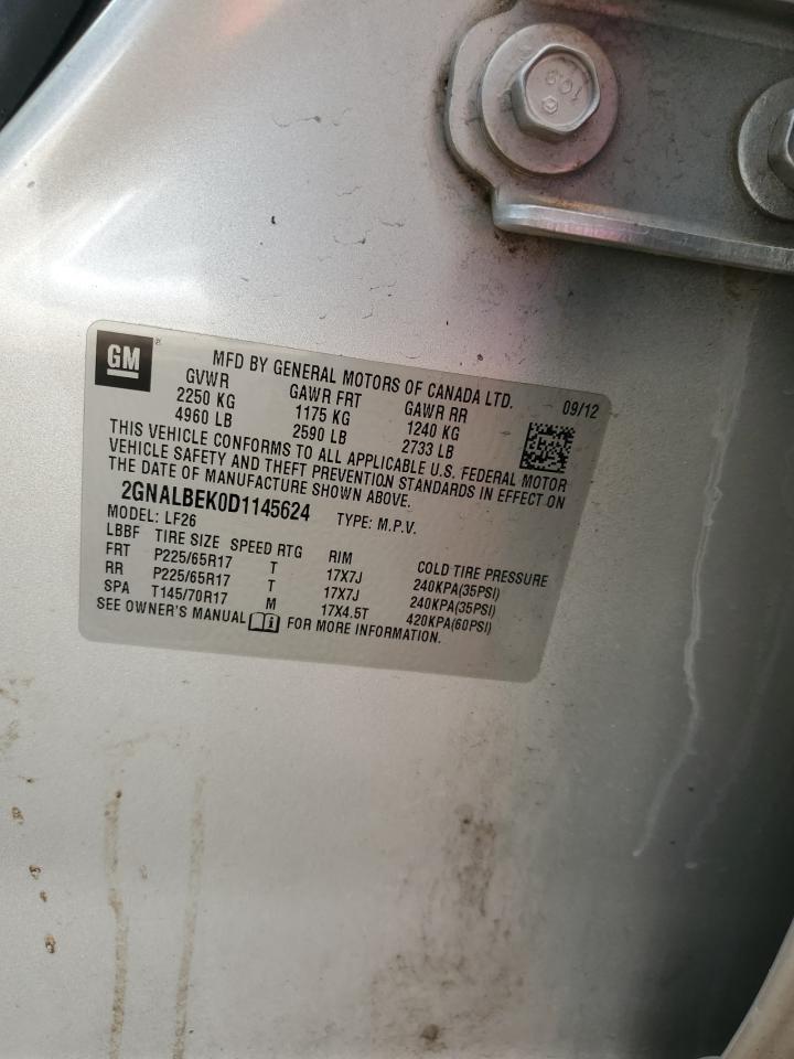 2013 Chevrolet Equinox VIN 2GNALBEK0D1145624 Copart auction photo, minor dent/scratches damage thumbnail 13