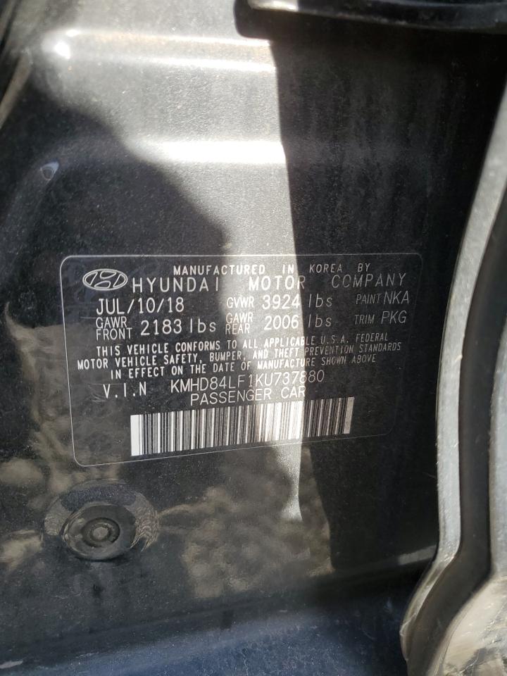 2019 Hyundai Elantra VIN KMHD84LF1KU737880 Copart auction photo, front end damage thumbnail 12