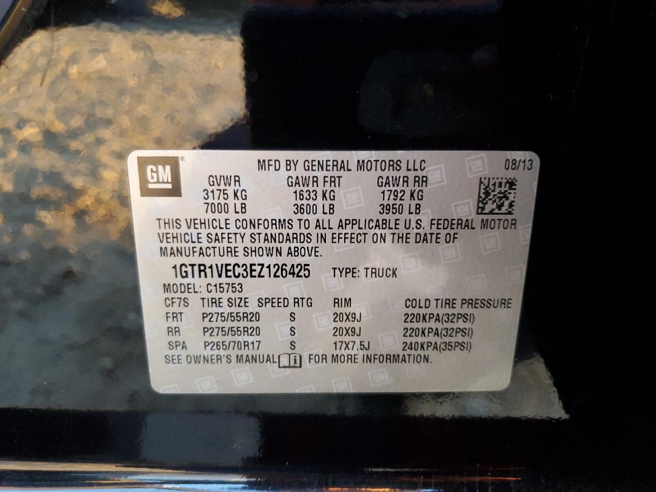 2014 GMC Sierra VIN 1GTR1VEC3EZ126425 Copart auction photo, front end / undercarriage damage thumbnail 12