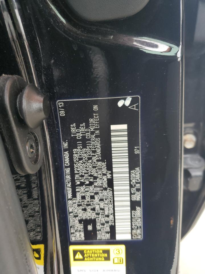 2014 Lexus RX VIN 2T2BK1BA9EC229977 Copart auction photo, water/flood damage thumbnail 14