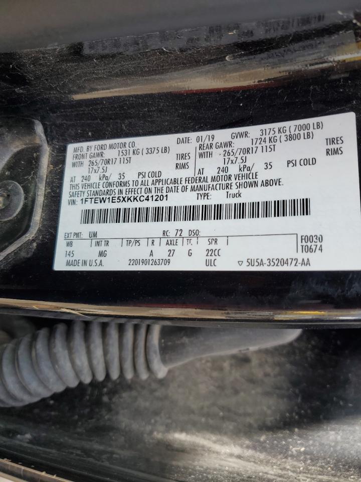 2019 Ford F-150 VIN 1FTEW1E5XKKC41201 Copart auction photo, side damage thumbnail 12