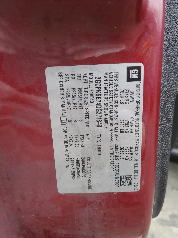 2013 Chevrolet Silverado VIN 3GCPKSE74DG371349 Copart auction photo, minor dent/scratches damage thumbnail 12