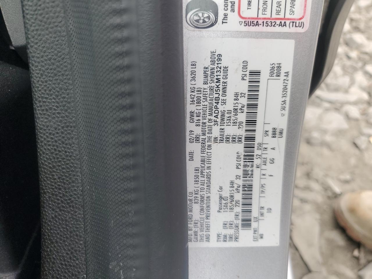 2019 Ford Fiesta VIN 3FADP4BJ5KM132199 Copart auction photo, front end damage thumbnail 12