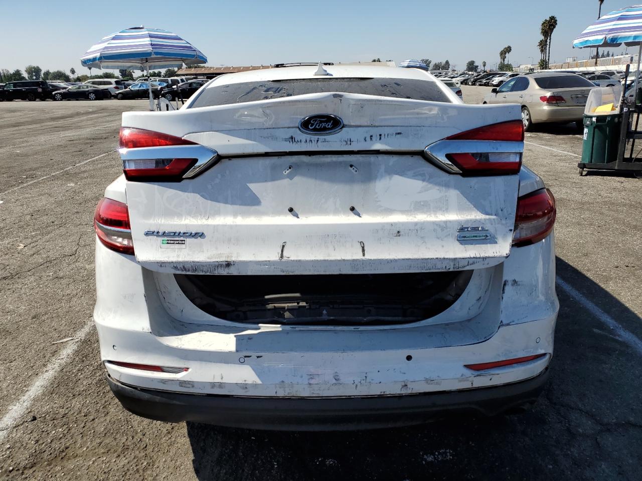 2019 Ford Fusion VIN 3FA6P0CDXKR141204 Copart auction photo, rear end / minor dent/scratches damage thumbnail 6