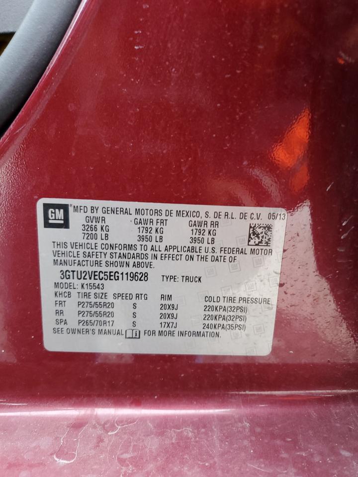 2014 GMC Sierra VIN 3GTU2VEC5EG119628 Copart auction photo, side / undercarriage damage thumbnail 15