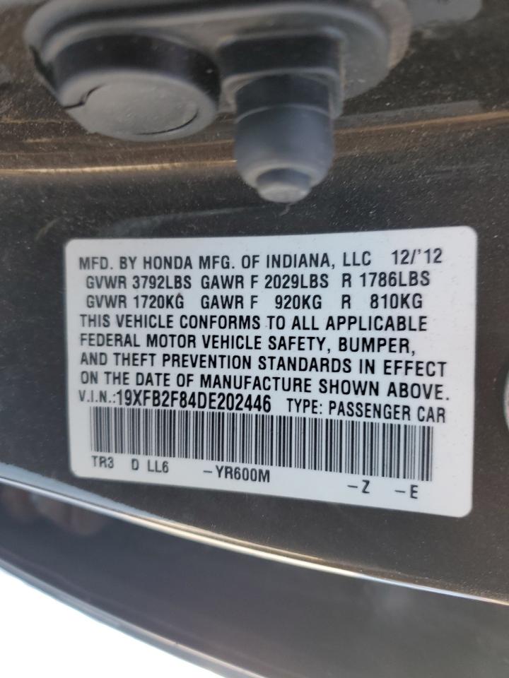 2013 Honda Civic VIN 19XFB2F84DE202446 Copart auction photo, all over damage thumbnail 13