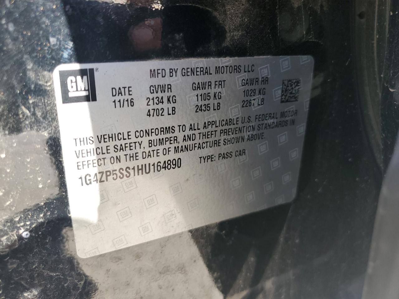 2017 Buick LaCrosse VIN 1G4ZP5SS1HU164890 Copart auction photo, front end damage thumbnail 14