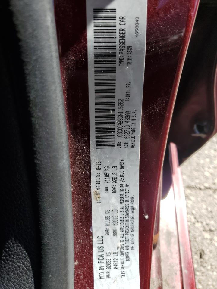 2016 Chrysler 200 VIN 1C3CCCAB8GN115260 Copart auction photo, all over damage thumbnail 12