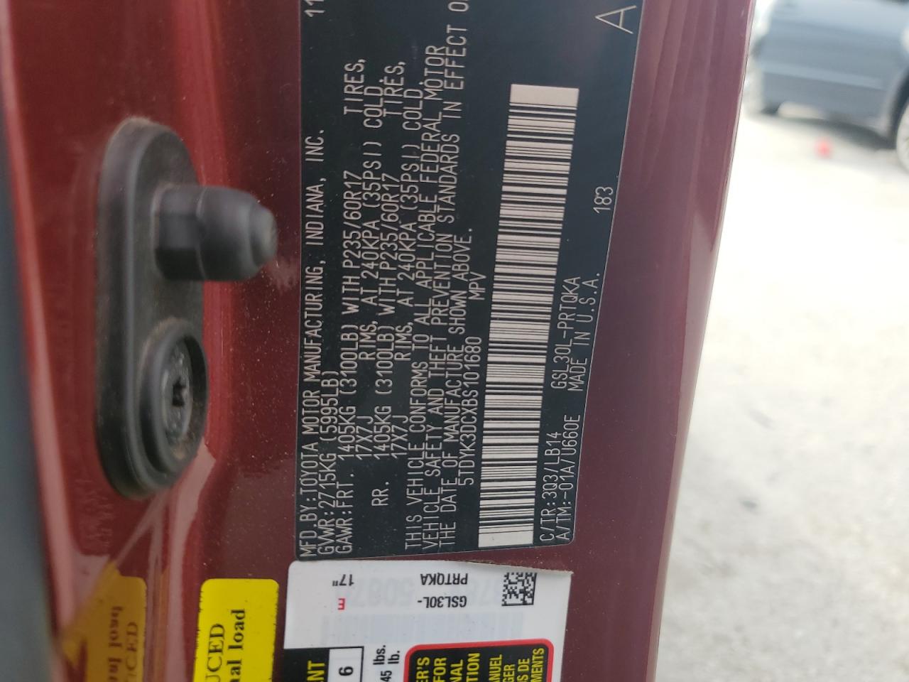 2011 Toyota Sienna VIN 5TDYK3DCXBS101680 Copart auction photo, front end damage thumbnail 14