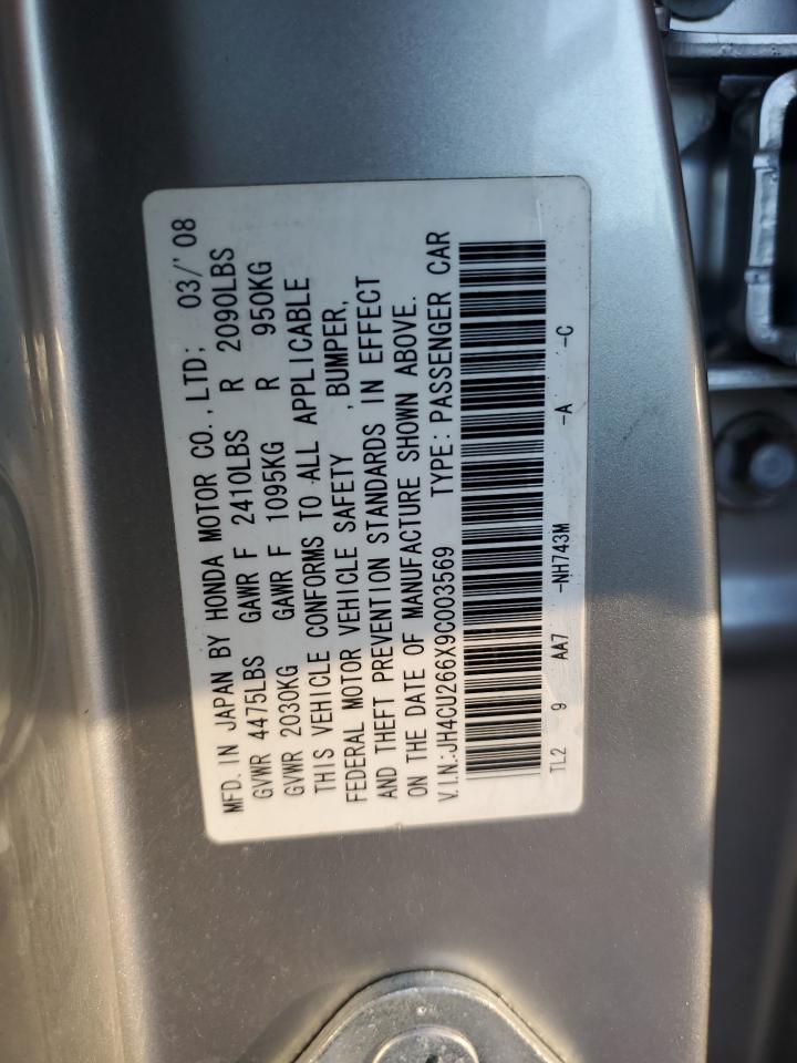 2009 Acura TSX VIN JH4CU266X9C003569 Copart auction photo, front end damage thumbnail 12