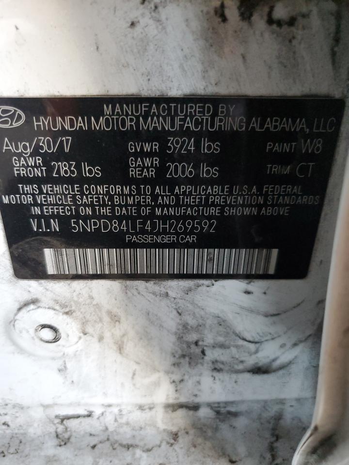 2018 Hyundai Elantra VIN 5NPD84LF4JH269592 Copart auction photo, front end damage thumbnail 12