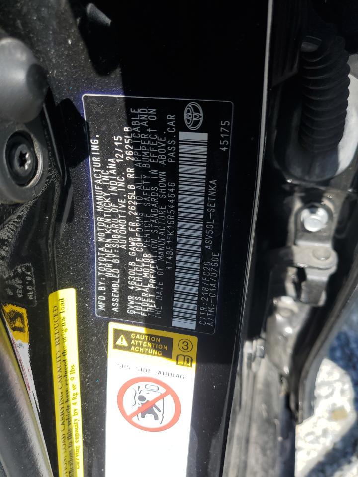 2016 Toyota Camry VIN 4T4BF1FK1GR544646 Copart auction photo, front end damage thumbnail 12