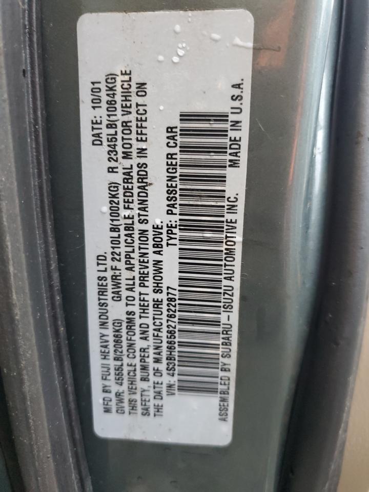 2002 Subaru Legacy VIN 4S3BH665627622877 Copart auction photo, side / front end damage thumbnail 12