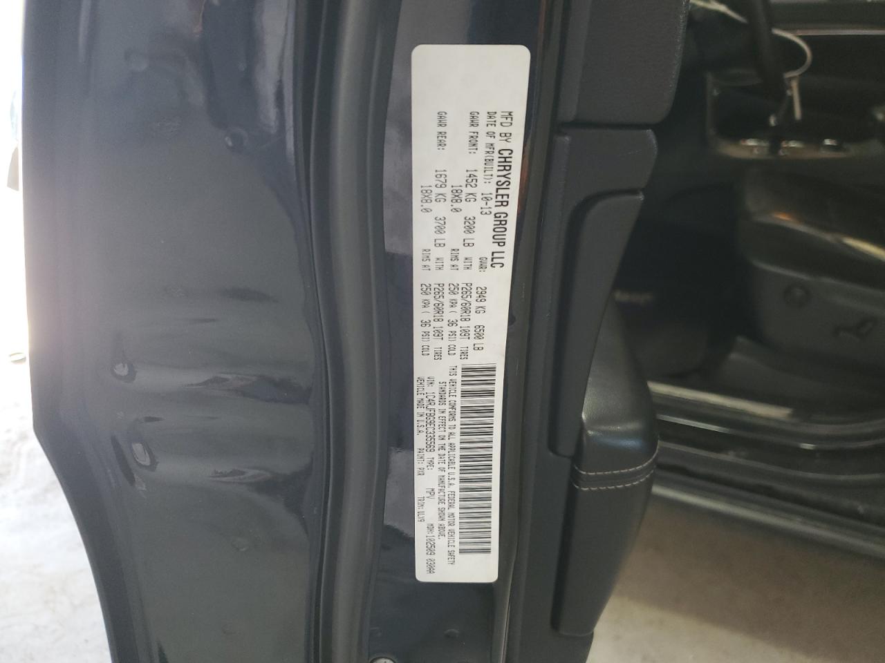 2014 Jeep Grand Cherokee VIN 1C4RJFBG9EC335569 Copart auction photo, rear end / side damage thumbnail 13
