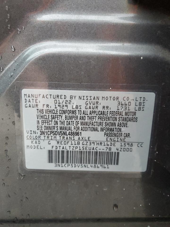 2022 Nissan Kicks VIN 3N1CP5DV5NL486961 Copart auction photo, side / rear end damage thumbnail 16