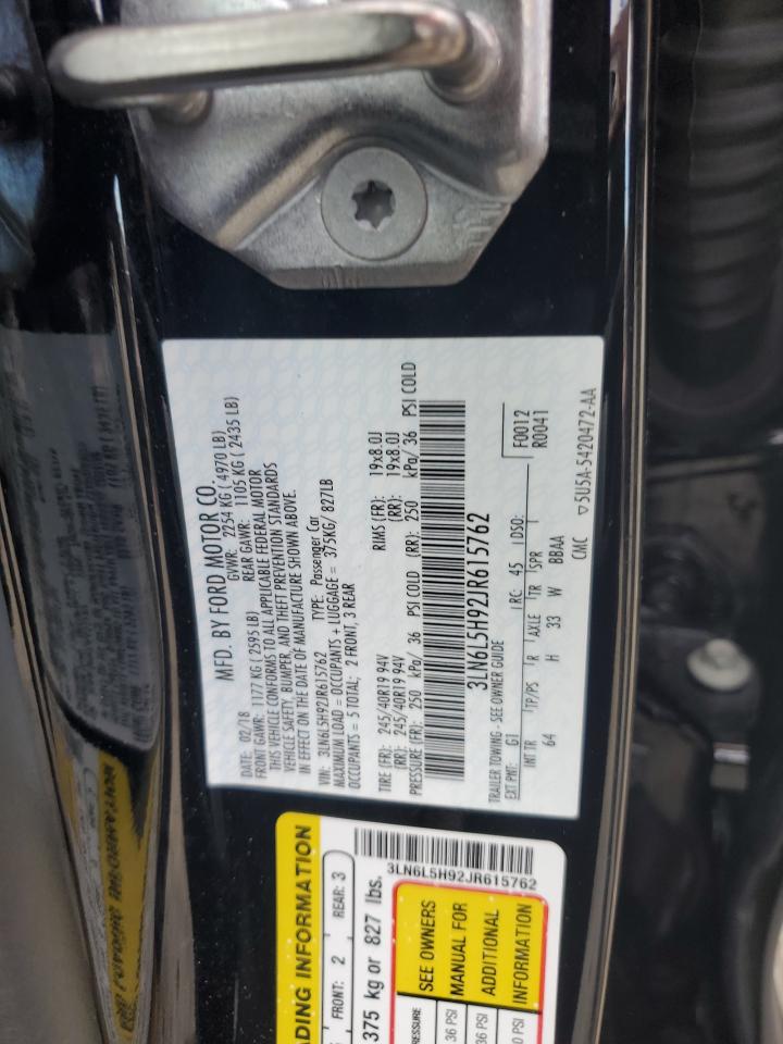 2018 Lincoln MKZ VIN 3LN6L5H92JR615762 Copart auction photo, rear end / undercarriage damage thumbnail 14