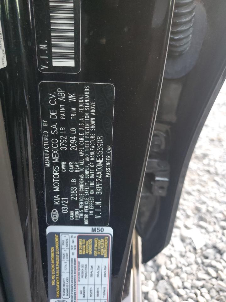 2021 KIA Forte VIN 3KPF24AD3ME353908 Copart auction photo, front end damage thumbnail 12