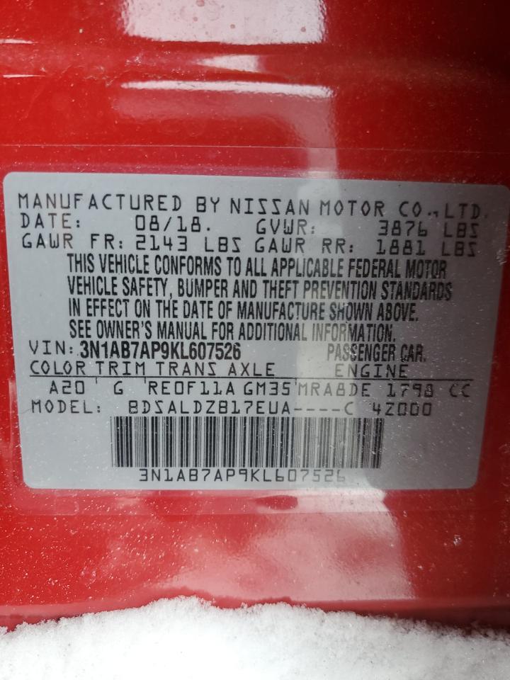 2019 Nissan Sentra VIN 3N1AB7AP9KL607526 Copart auction photo, front end / rear end damage thumbnail 13