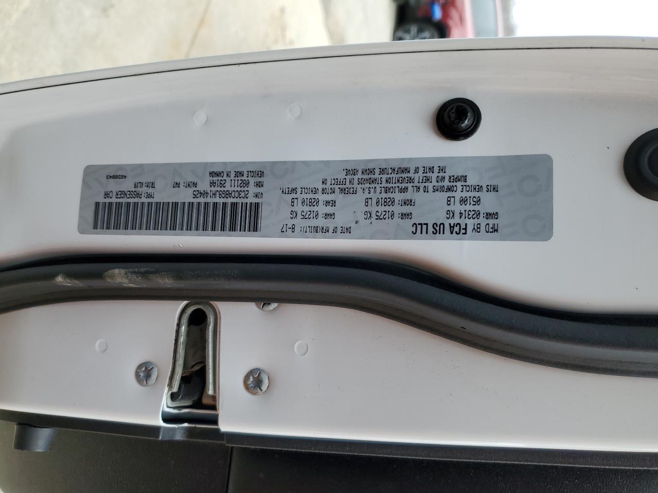 2018 Chrysler 300 VIN 2C3CCABG9JH140425 Copart auction photo, rear end damage thumbnail 12