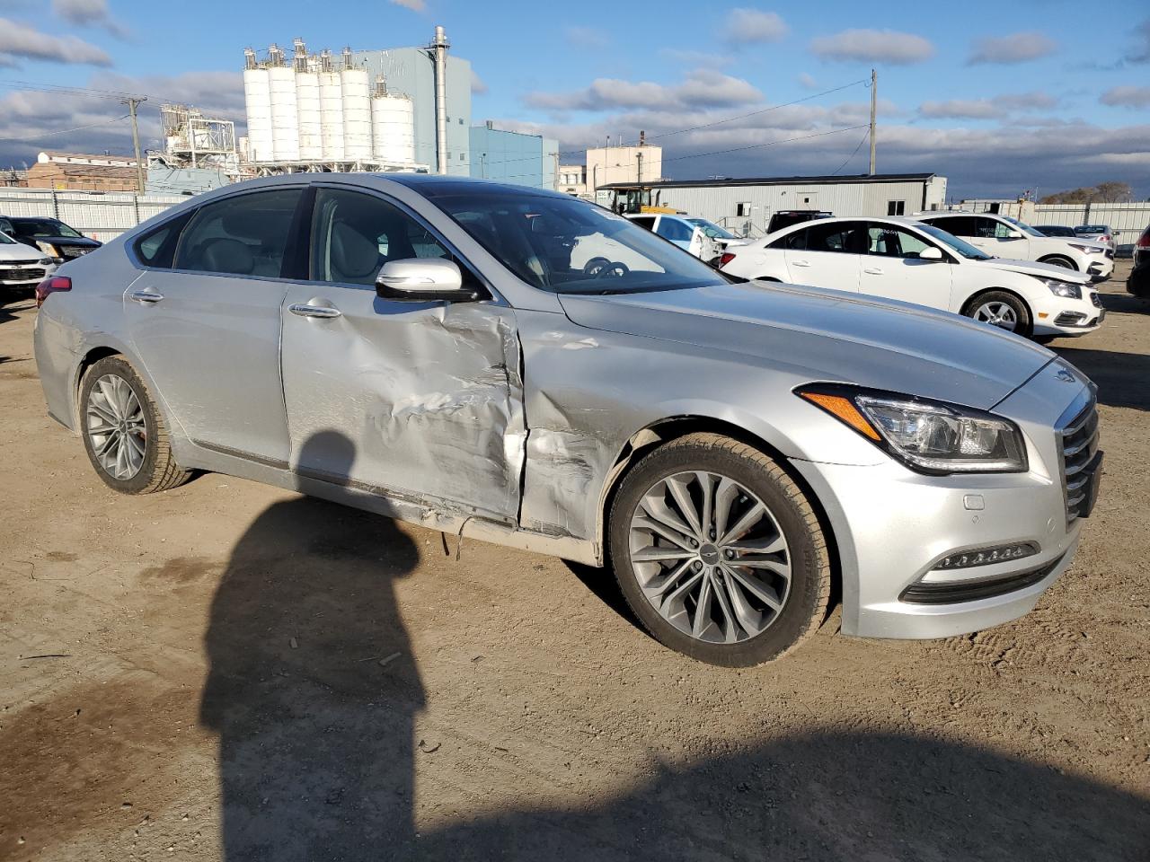 2017 Genesis G80 VIN KMHGN4JE2HU169065 Copart auction photo, side damage thumbnail 4