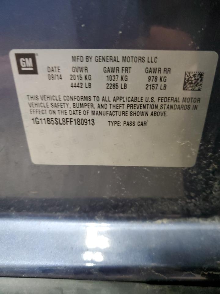2015 Chevrolet Malibu VIN 1G11B5SL8FF180913 Copart auction photo, front end damage thumbnail 12