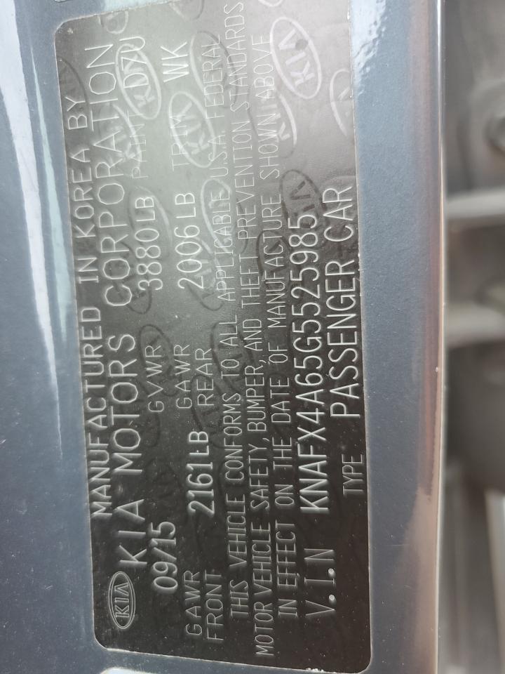 2016 KIA Forte VIN KNAFX4A65G5525985 Copart auction photo, front end damage thumbnail 13