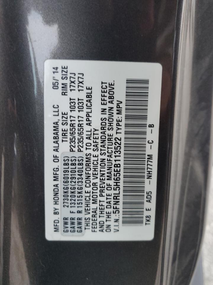 2014 Honda Odyssey VIN 5FNRL5H65EB113522 Copart auction photo, front end / mechanical damage thumbnail 14