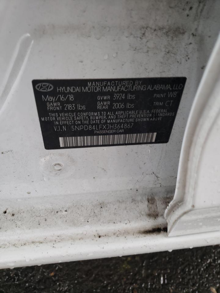 2018 Hyundai Elantra VIN 5NPD84LFXJH364867 Copart auction photo, rear end / side damage thumbnail 15