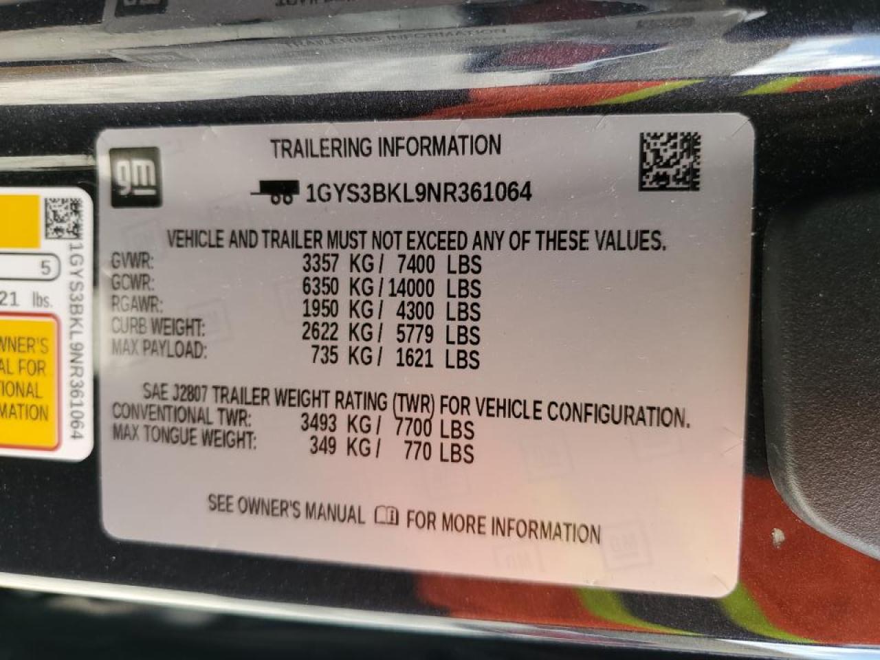 2022 Cadillac Escalade VIN 1GYS3BKL9NR361064 Copart auction photo, rear end / side damage thumbnail 14