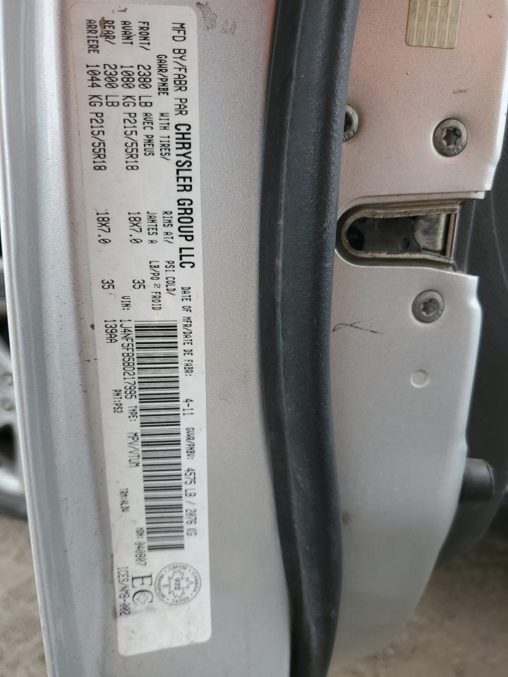 2011 Jeep Compass VIN 1J4NF5FB5BD217995 Copart auction photo, rear end / side damage thumbnail 12