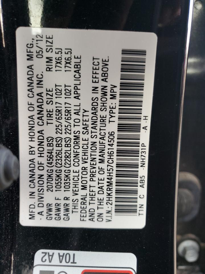 2012 Honda CR-V VIN 2HKRM4H57CH614506 Copart auction photo, side damage thumbnail 15