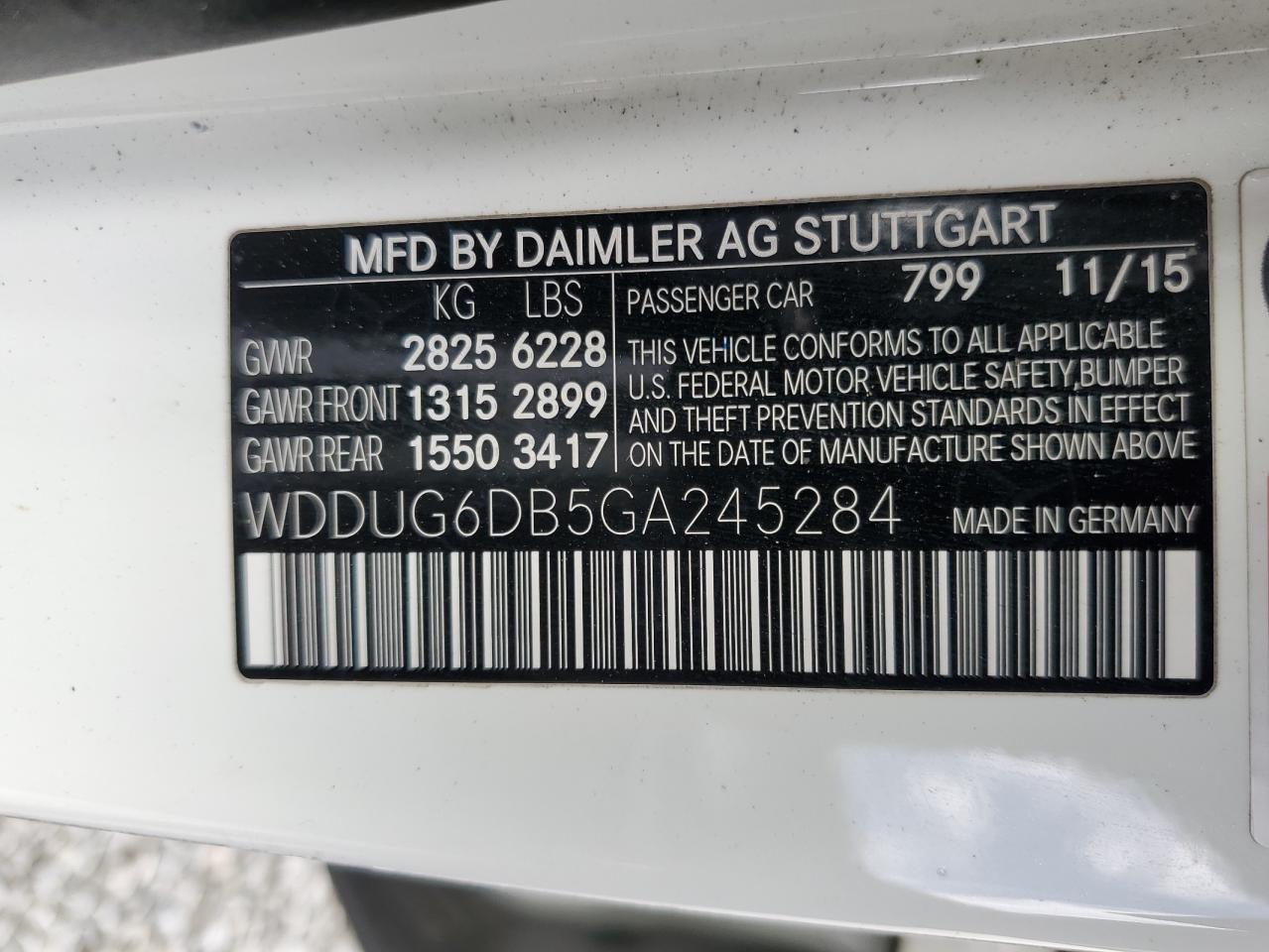 2016 Mercedes-Benz S-klasse VIN WDDUG6DB5GA245284 Copart auction photo, minor dent/scratches damage thumbnail 12