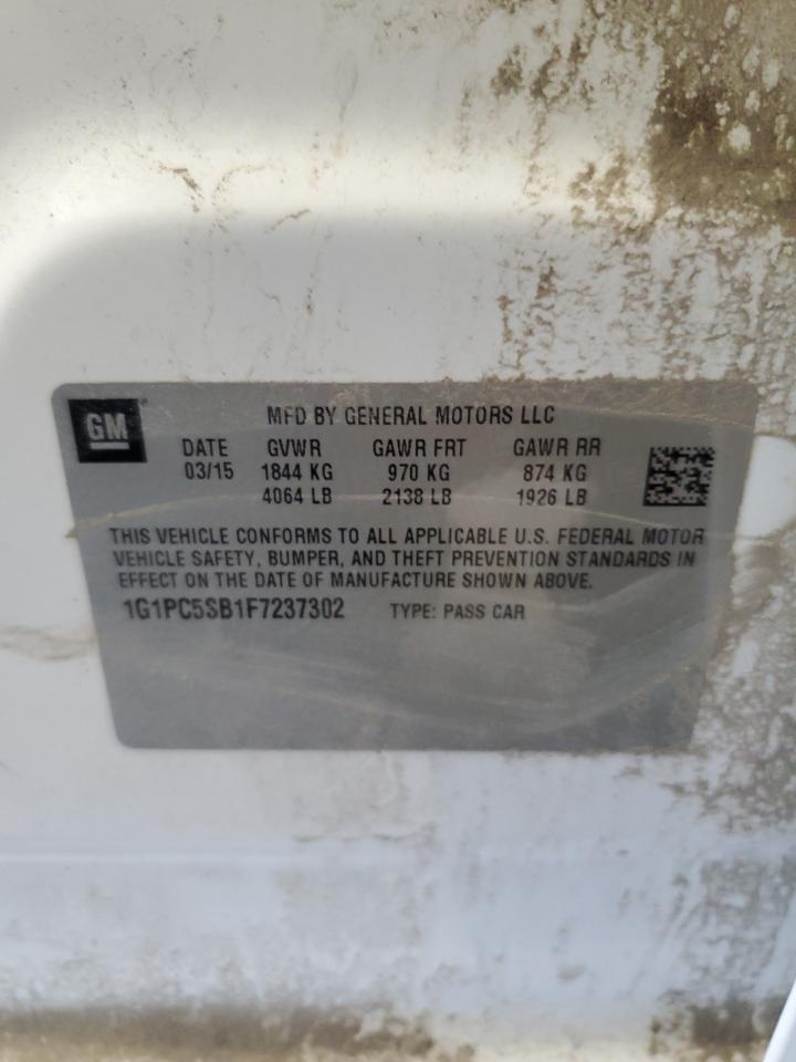 2015 Chevrolet Cruze VIN 1G1PC5SB1F7237302 Copart auction photo, side damage thumbnail 14
