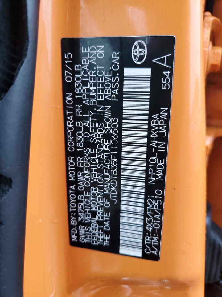 2015 Toyota Prius VIN JTDKDTB35F1106503 Copart auction photo, front end damage thumbnail 13