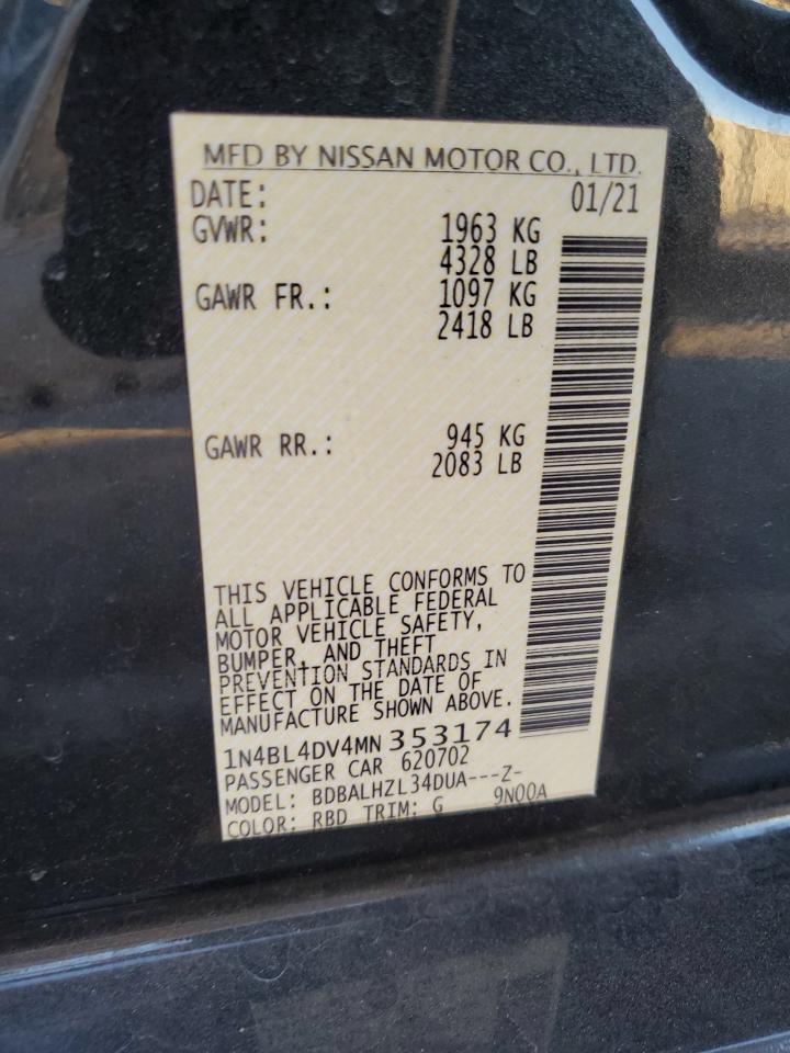 2021 Nissan Altima VIN 1N4BL4DV4MN353174 Copart auction photo, side / rear end damage thumbnail 14