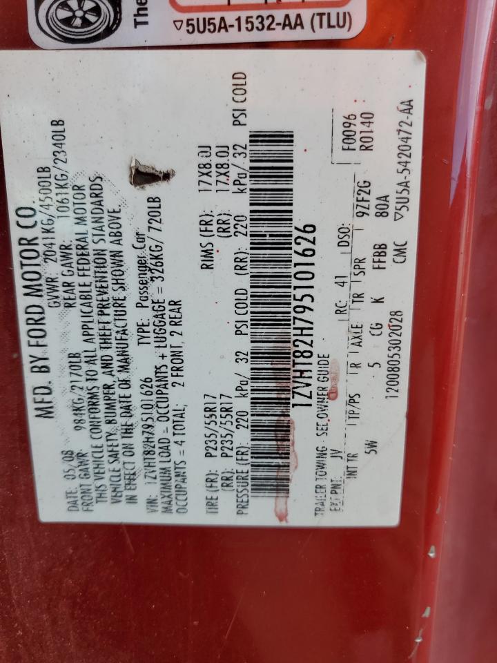 2009 Ford Mustang VIN 1ZVHT82H795101626 Copart auction photo, all over damage thumbnail 14