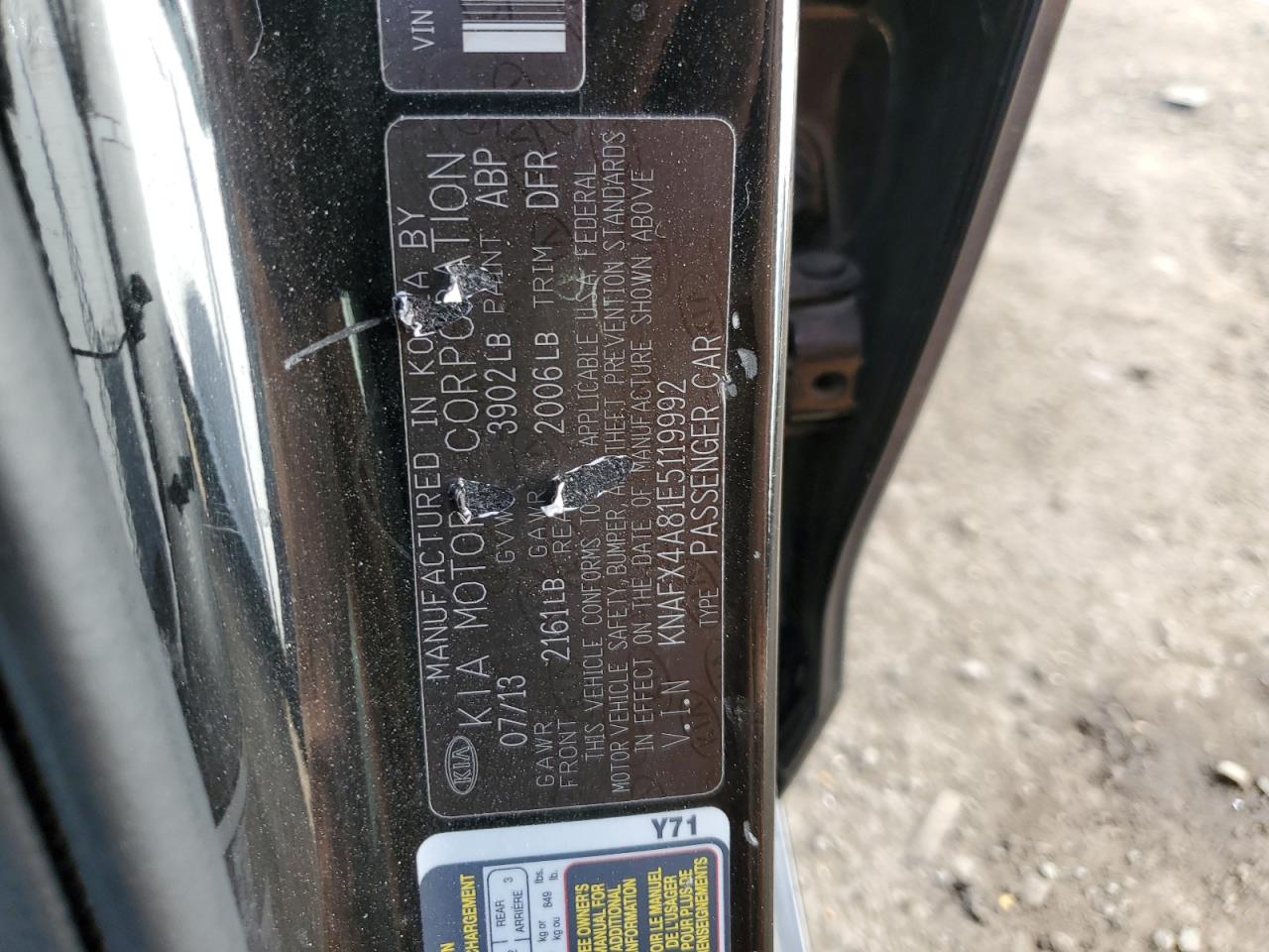 2014 KIA Forte VIN KNAFX4A81E5119992 Copart auction photo, front end damage thumbnail 12