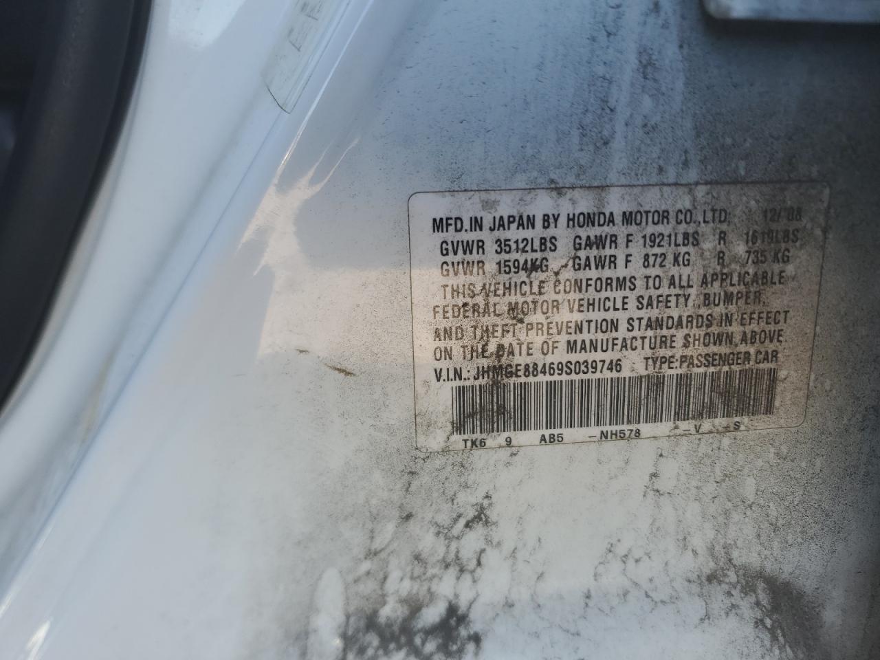 2009 Honda Fit VIN JHMGE88469S039746 Copart auction photo, front end damage thumbnail 14