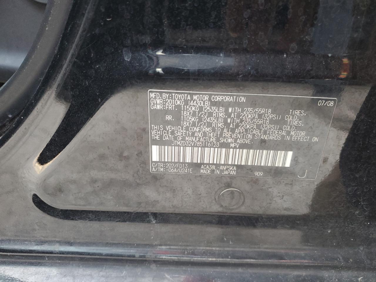 2008 Toyota RAV 4 VIN JTMZD32V785116123 Copart auction photo, all over damage thumbnail 13