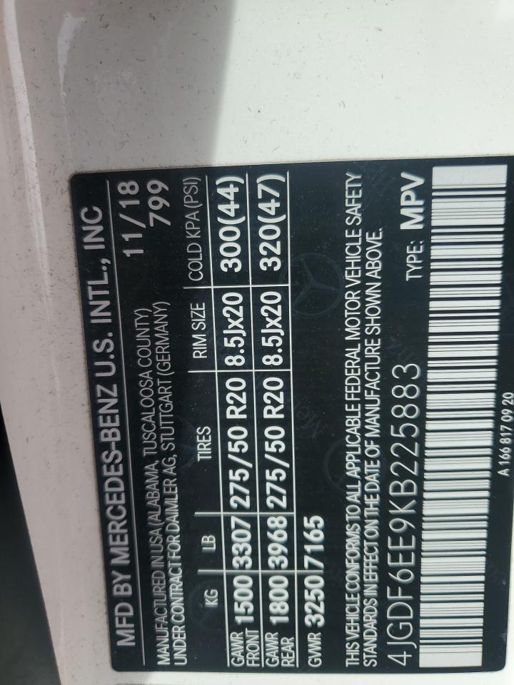 2019 Mercedes-Benz GLS-klasse VIN 4JGDF6EE9KB225883 Copart auction photo, front end / minor dent/scratches damage thumbnail 13