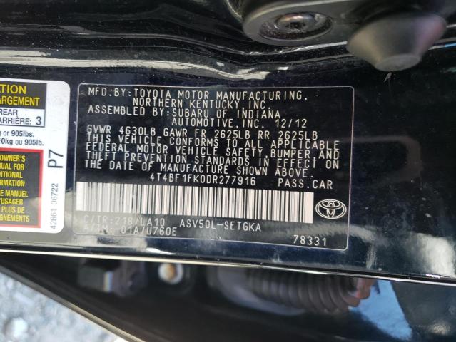 2013 Toyota Camry VIN 4T4BF1FK0DR277916 Copart auction photo, rear end damage thumbnail 12