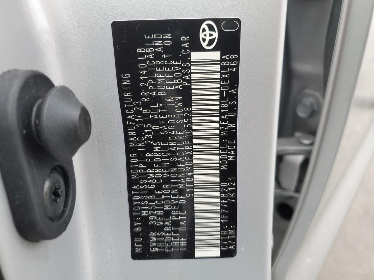 2024 Toyota Corolla VIN 5YFB4MDEXRP105528 Copart auction photo, all over damage thumbnail 14