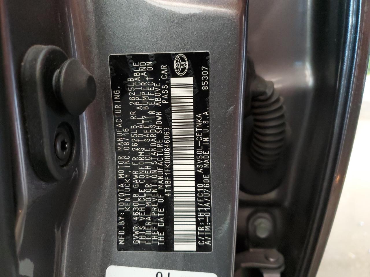 2017 Toyota Camry VIN 4T1BF1FK0HU646063 Copart auction photo, front end / mechanical damage thumbnail 13
