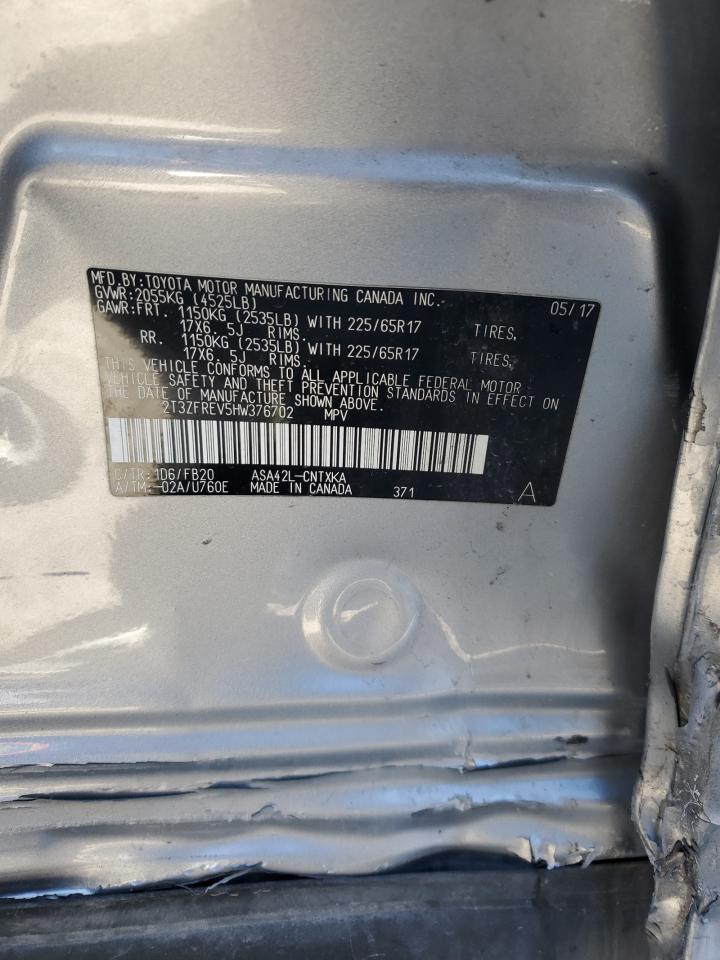 2017 Toyota RAV 4 VIN 2T3ZFREV5HW376702 Copart auction photo, side / minor dent/scratches damage thumbnail 12