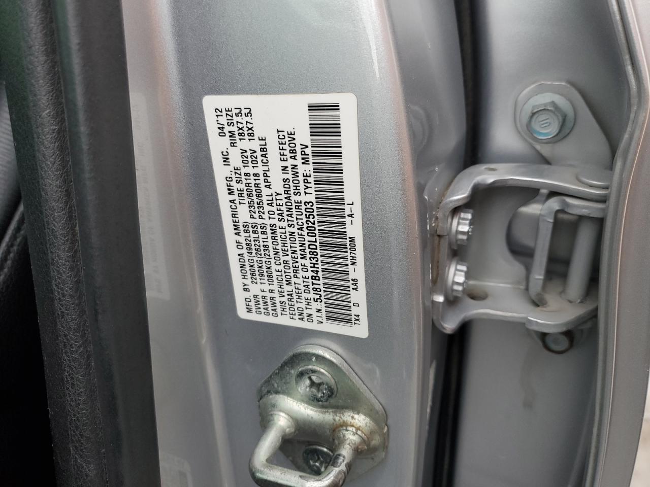 2013 Acura RDX VIN 5J8TB4H38DL002503 Copart auction photo, front end damage thumbnail 14