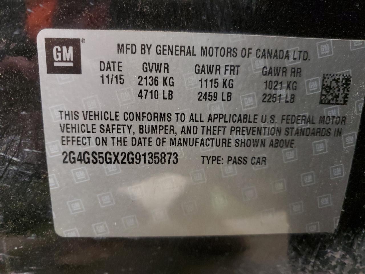 2016 Buick Regal VIN 2G4GS5GX2G9135873 Copart auction photo, top/roof / hail damage thumbnail 13